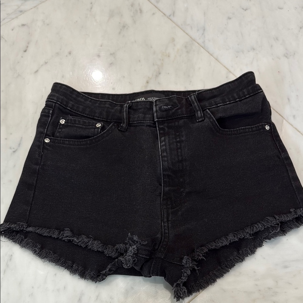 Zara black denim shorts